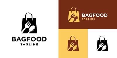 Design template of food packaging logo combination with spoon fork. Bag, fast food, Symbol icon EPS 10. vector