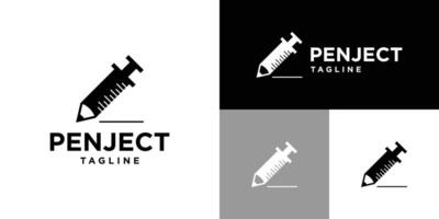 Design template of injection logo combination with pencil. Medical, doctor, creative, school. Icon symbol EPS 10 vector