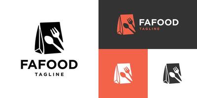 Design template of food packaging logo combination with spoon fork. Bag, fast food, Symbol icon EPS 10 vector