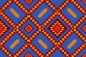 Traditional Navajo Geometric Pattern with Blue Background and Bold Red Diamond Motifs vector