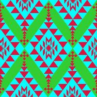 Bold Navajo Geometric Pattern with Red Cyan and Green Accents vector