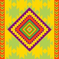 Vibrant Navajo Geometric Pattern with Colorful Diamond Centerpiece vector
