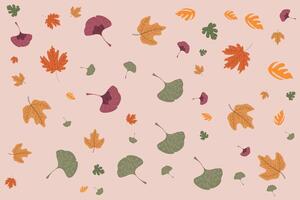 Neutral Autumn Leaves Pattern with Multicolored Foliage vector
