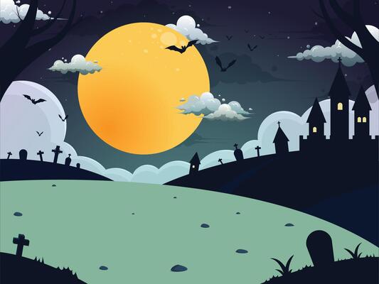 graveyard full moon night background