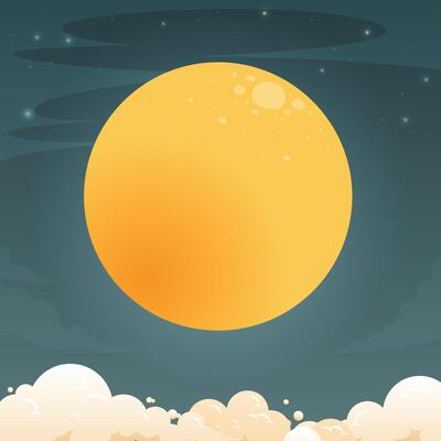 Night full Moon sky background illustration design for copy space advertising poster