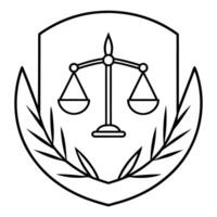 A simple line drawing of the scales of justice vector