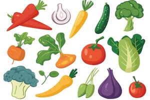 Seamless pattern of fresh vegetables. Collection of hand drawn vegetable illustrations isolated on white background. Set of various kinds of vegetable, isolated on a white background. vector
