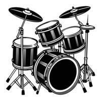 drum set silhouette isolated on white background vector