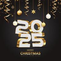 Happy New Year 2025. with simple numbers and a sprinkling of festive ornaments. New Year Celebration 2025. vector