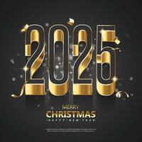 Happy New Year 2025. with simple numbers and a sprinkling of festive ornaments. New Year Celebration 2025. vector