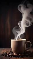 Steaming Mug of Dark Roast Aroma photo