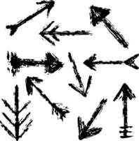 Set of black hand drawn arrows vector