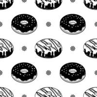 Seamless pattern of hand drawn sketch donuts isolated on white background donPatt vector