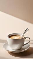 White Coffee Cup and Silver Spoon photo