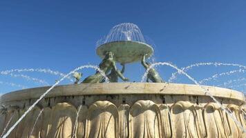 The Triton Fountain at the entrance to the historic town of Valetta on Malta. video