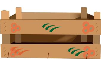 Empty wooden crate for storing and delivering crops vector