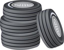 Stack of airplane tires standing upright on white background vector