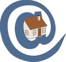 Blue at symbol surrounding small house vector