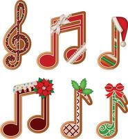set of isolated gingerbread musical notes. collection of christmas cookies vector