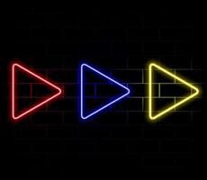 Glitch Banner with Neon Glow Triangle Play Icon. Design for Banners, Web Pages, Presentations. Illustration. vector