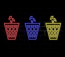 Glowing neon Recycle bin with recycle symbol icon isolated on blue background. Trash can icon. Garbage bin sign. Recycle basket sign. Illustration vector