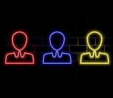 Neon icon set avatar, profile. Set of red, blue, yellow neon icon vector