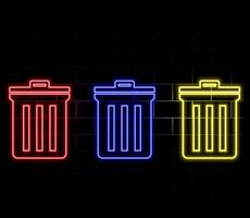 Neon recycle bin icon. trash neon icon. Glowing neon line Recycle bin with recycle symbol icon isolated on black background. vector