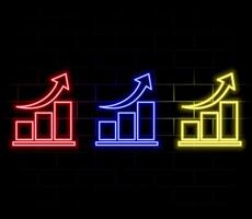 Glowing neon line Graph Growth Chart Info graphics Profit Stats Animation . Cool linear graph report icon animation. vector