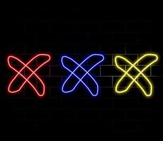 Outline neon cross mark icon. Glowing neon error sign, cancel and reject, X pictogram. Incorrect select, cancel cross mark, disapprove request, notice refuse, wrong answer and mistake. icon set vector