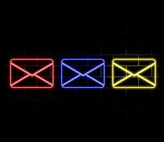 Glowing neon line Envelope icon isolated on black background. Email message letter symbol. Illustration vector