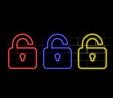 pen lock neon icon. Elements of web set. Simple icon for websites, web design, mobile app, info graphics vector