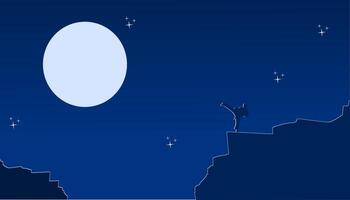 A man standing on a cliff with a moon in the background vector