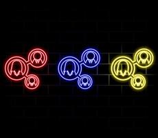 Social network connection and global business communication concept. icon isolated on white background. neon. vector