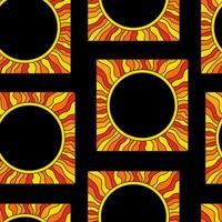 Abstract shapes seamless pattern. Abstract fashion trendy texture with hand drawn shapes for textile, wrapping paper, surface, background. Yellow, orange color shapes on black background. vector