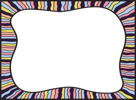 Bold black and colorful wavy lines forming a rectangular frame. Decorative and snake-like border, made by a lot of lines. Isolated colorful illustration, on white background. Empty space for text. vector