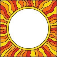 Round ornament frame with geometric sun mandala mosaic. Empty space for text or picture. vector