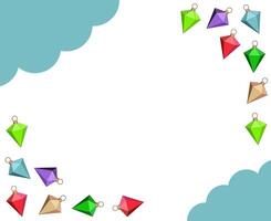 Merry Christmas and happy new year banner with balls and blue corners. Abstract blue shapes. Empty space for text or picture. vector