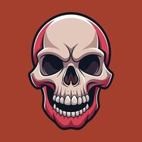 A cartoon skull with red and white paint on it vector