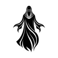A black and white silhouette of a ghost vector