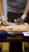 Practical advices for first aid on a mannequin. Trainer demonstrating on a dummy in emergency situation. Training course. Vertical video