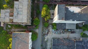 Old Abandoned Factory Buildings. Abandoned old factory buildings with closed door and windows video