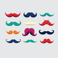 A collection of different colored 12 mustaches vector