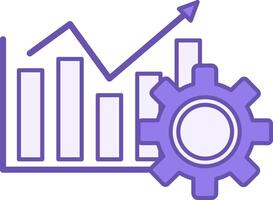 Performance Color Icon. Icon of Growing Chart and Gear. Finance and Data Analytics Concept vector