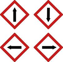 Red Road Signs with Directional Arrows. Forward, Backward, Left, and Right vector