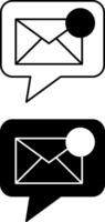 New Message icons. Black and White Email Notification Icons. Dialogue, Chat. Social Media and Network Concept vector