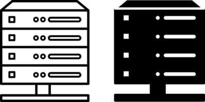 Server Icons. Black and White Icons of a Specialized Computer for Executing Service Software. Concept of Technology and Data Analytics vector