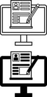 Blog Icons. Black and White Icons of Blogger Website, Pencil, and Computer. Publication in the Commercial Blog. Blogging. Social Media and Networking Concept vector