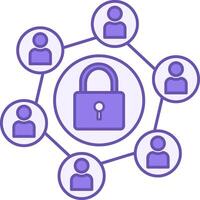 Colored Secure Connection Icon. Icon of Castle and Internet Users. Concept of Global Network and Data Analytics vector