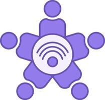 Colored Social Icon. Icon of People Sitting Around Wi-Fi Internet. Social Media and Network Concept vector