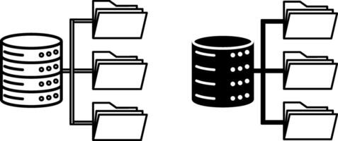 Structure Icons. Black and White Icons of Database and File Folders. Data Organization Diagram. Data Analytics Concept vector